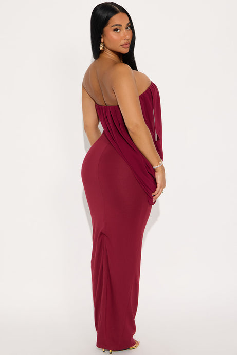 Morle Draped Maxi Gown - Wine