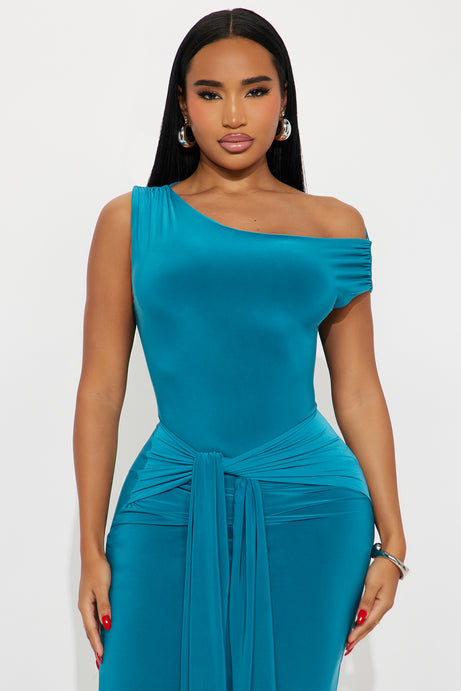 Kiara Strappy Open Back Midi Dress - Teal