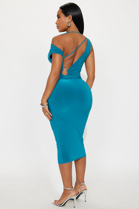 Kiara Strappy Open Back Midi Dress - Teal