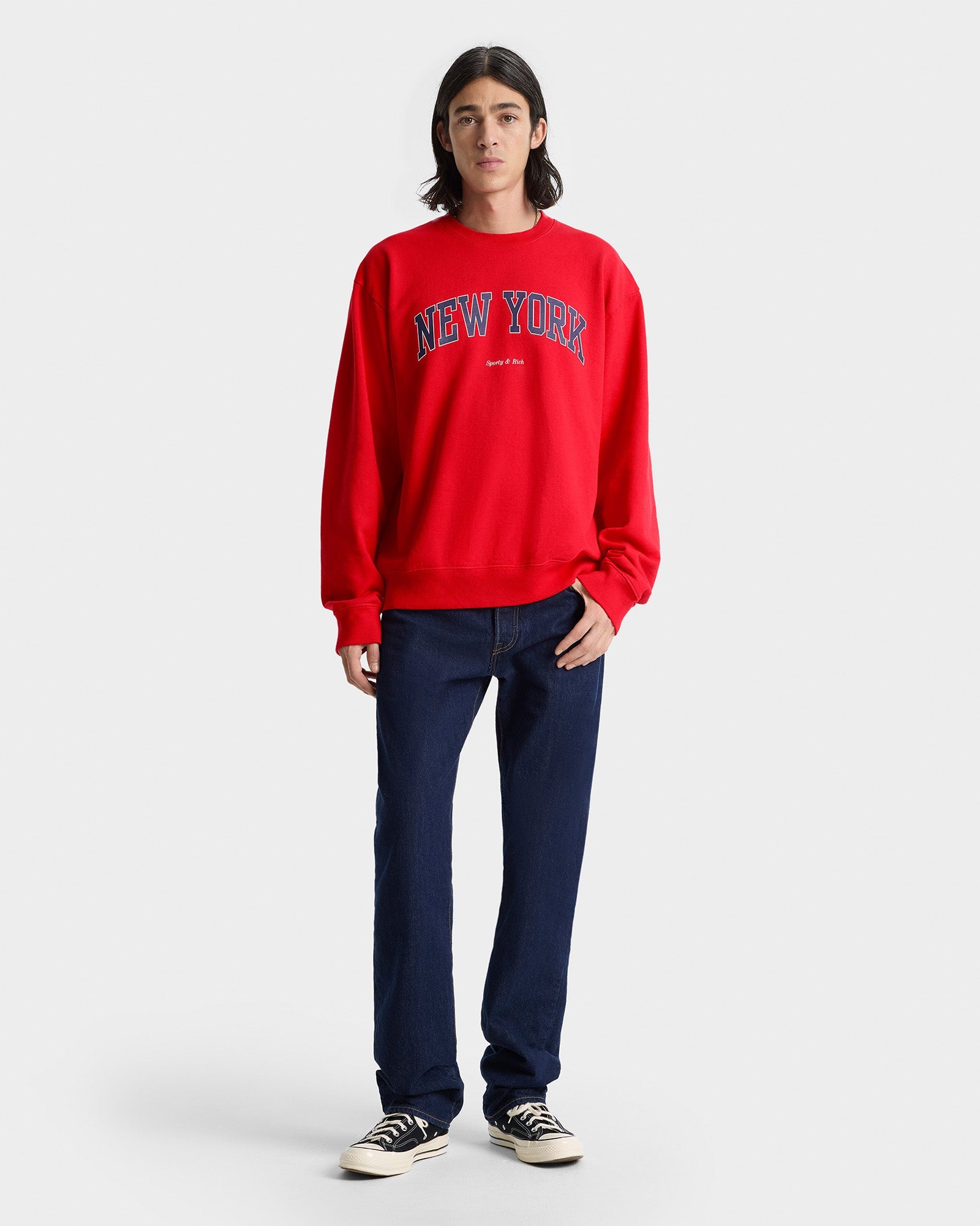 New York Ivy Crewneck - Ruby/Navy