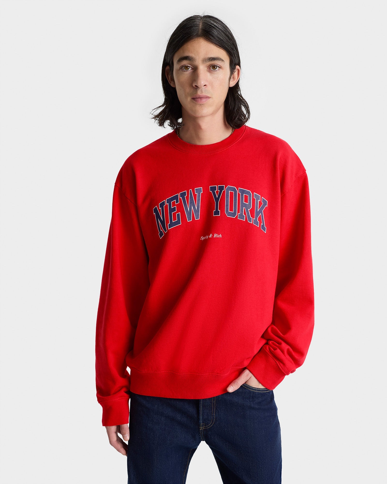 New York Ivy Crewneck - Ruby/Navy