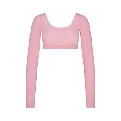 Wool Rib Long Sleeve Super Cropped Top