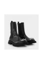 Alexander McQueen Black Leather Studded Ankle Boots