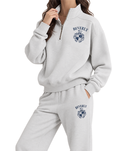 BH Crest Quarter Zip - Heather Gray/Navy