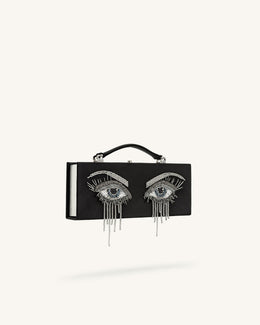 Vera Bead Decoration Rectangular Clutch Bag - Black