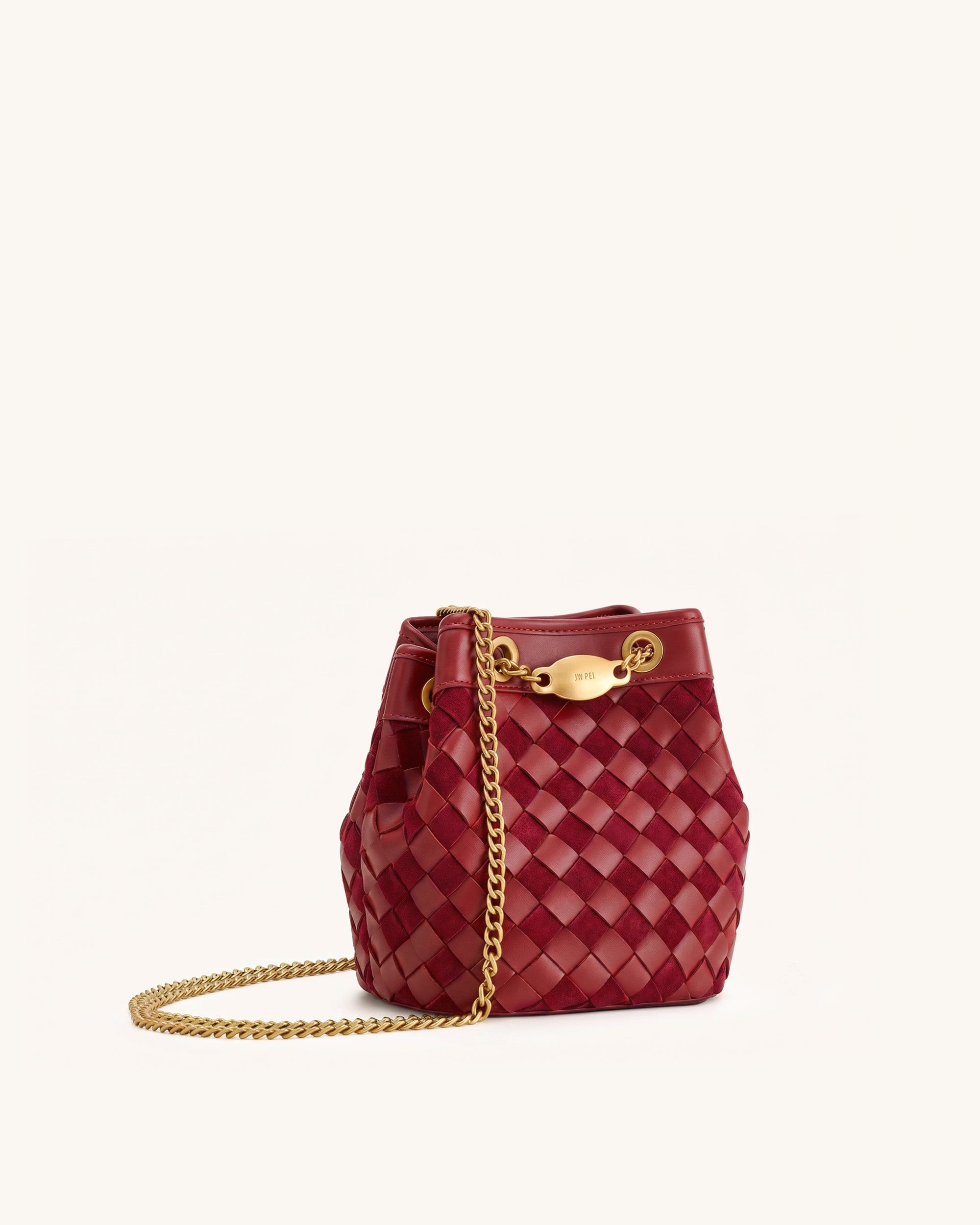 Yara Faux Suede Hand-Woven Bucket Bag - Dark Blue
