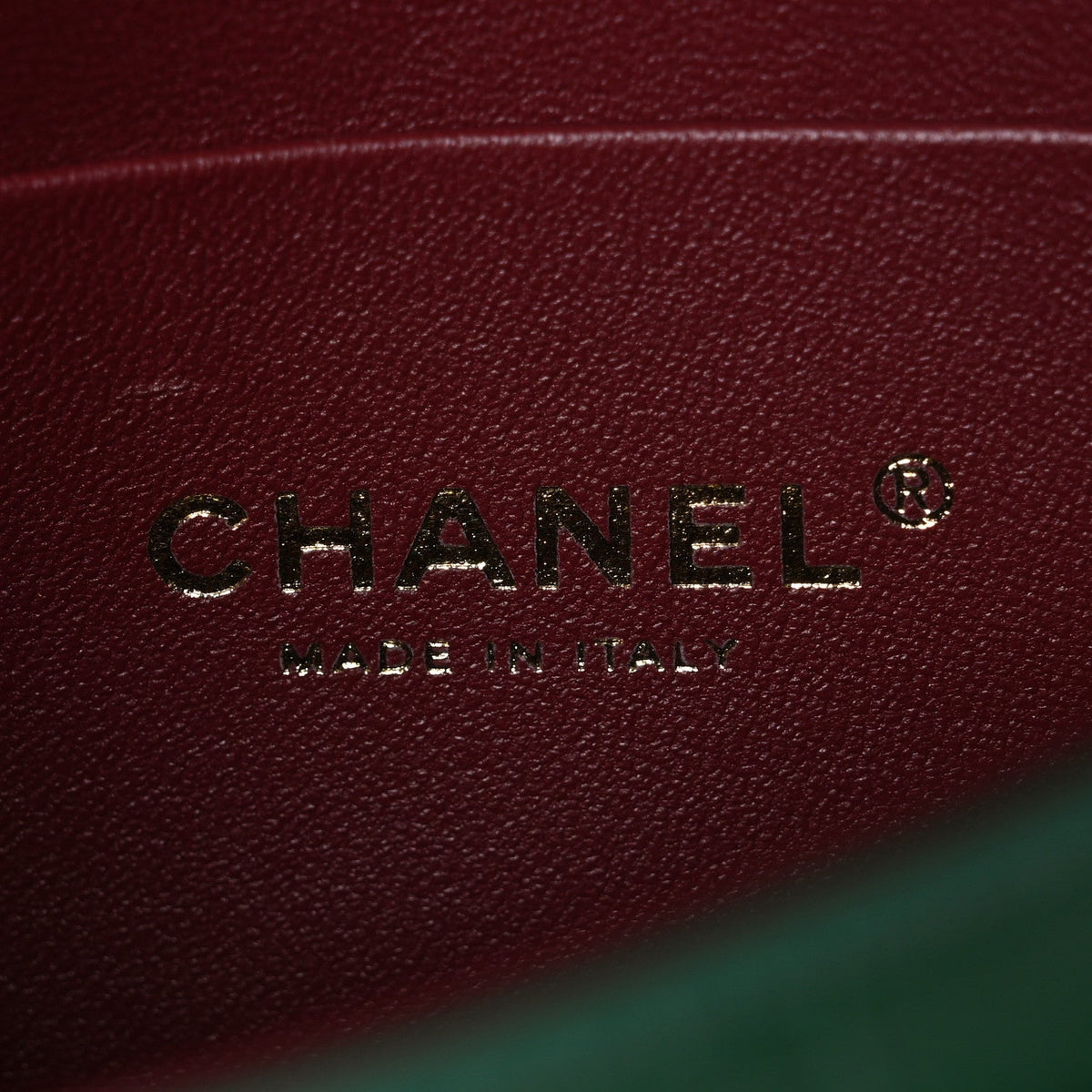 Chanel Calfskin Crocodile Embossed Turn Around Mini Flap Emerald