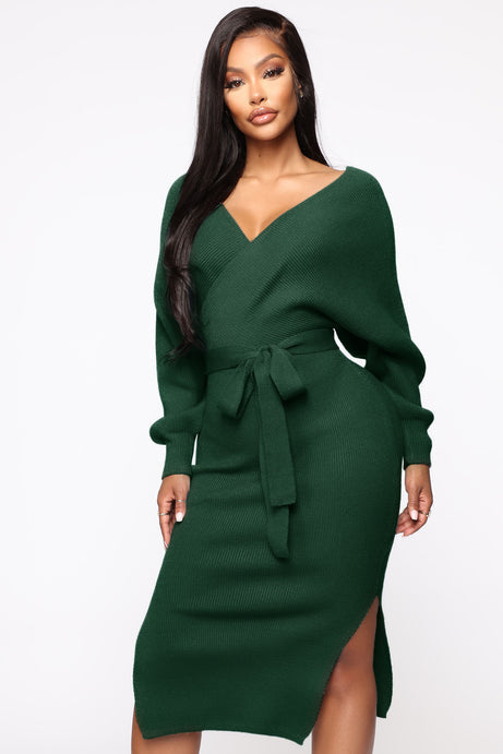 Mona Sweater Midi Dress - Hunter