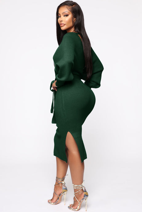 Mona Sweater Midi Dress - Hunter