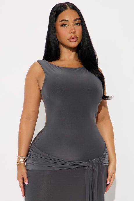 TTYL Backless Maxi Dress - Charcoal