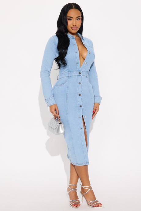Pressure On Denim Midi Dress - Denim