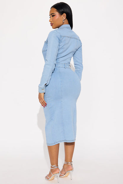 Pressure On Denim Midi Dress - Denim