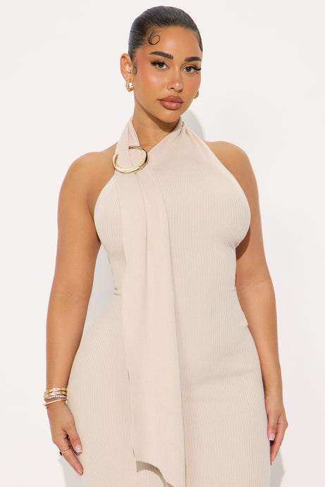 Champagne Seduction Maxi Dress - Beige