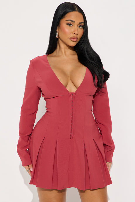 Freshly Chic Mini Dress - Mauve