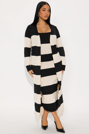 Boo Bae Striped Maxi Dress Set - Black/combo