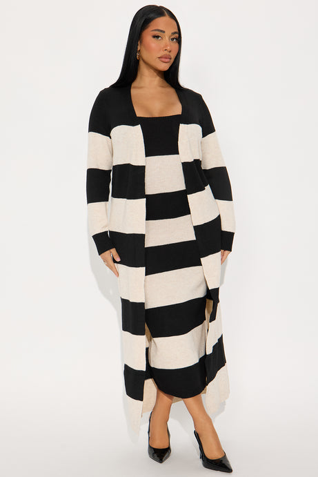 Boo Bae Striped Maxi Dress Set - Black/combo
