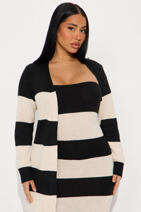 Boo Bae Striped Maxi Dress Set - Black/combo