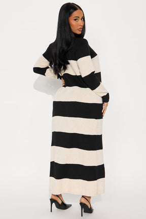 Boo Bae Striped Maxi Dress Set - Black/combo
