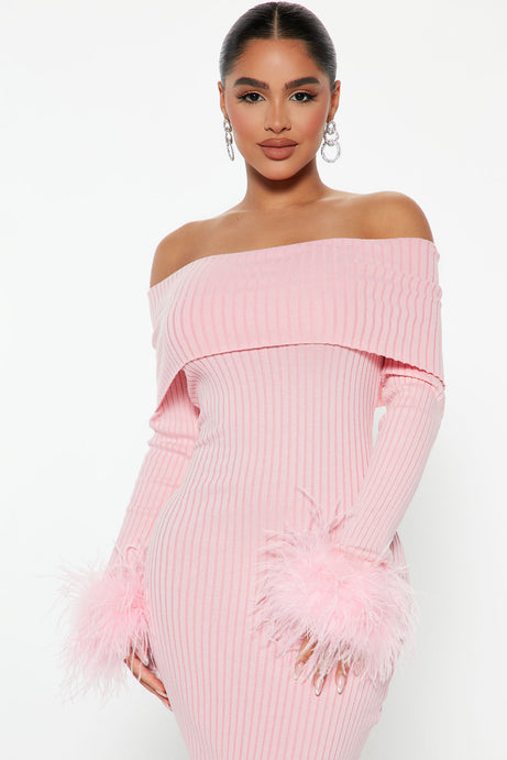 Legally Perfect Ribbed Midi Dress - Pink