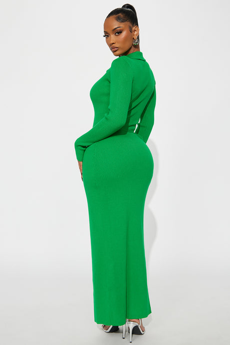 Peyton Sweater Wrap Maxi Dress - Kelly Green