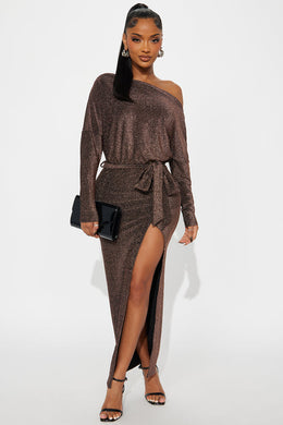 Campbell Glitter Maxi Dress - Copper