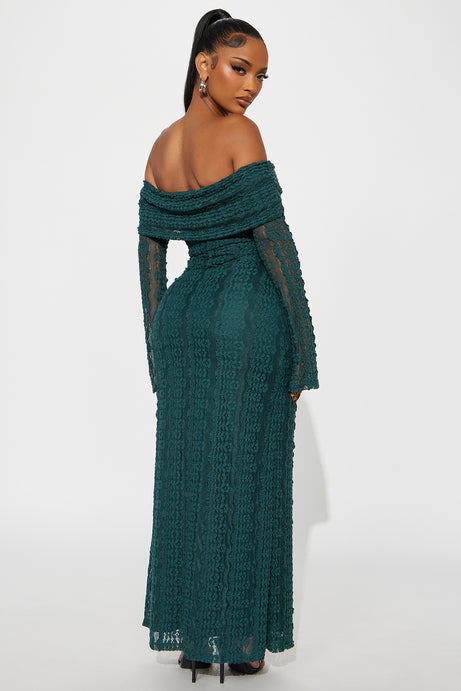 Corinna Off Shoulder Lace Maxi Dress - Teal