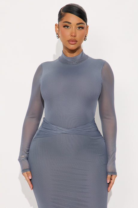 Irresistibly Yours Backless Maxi Dress - Slate Blue