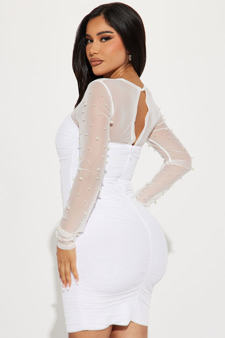 Maia Mesh Mini Dress - White