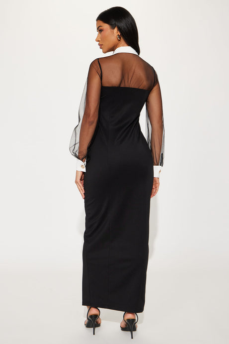 Lisa Button Up Maxi Dress - Black