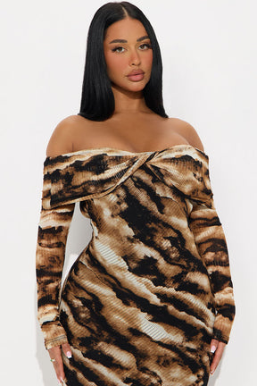 Best View Backless Maxi Dress - Brown/combo