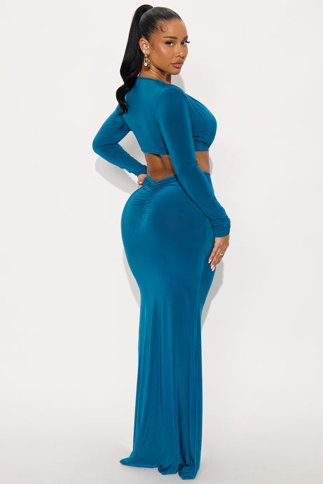 Groupie Love Cut Out Maxi Dress - Teal