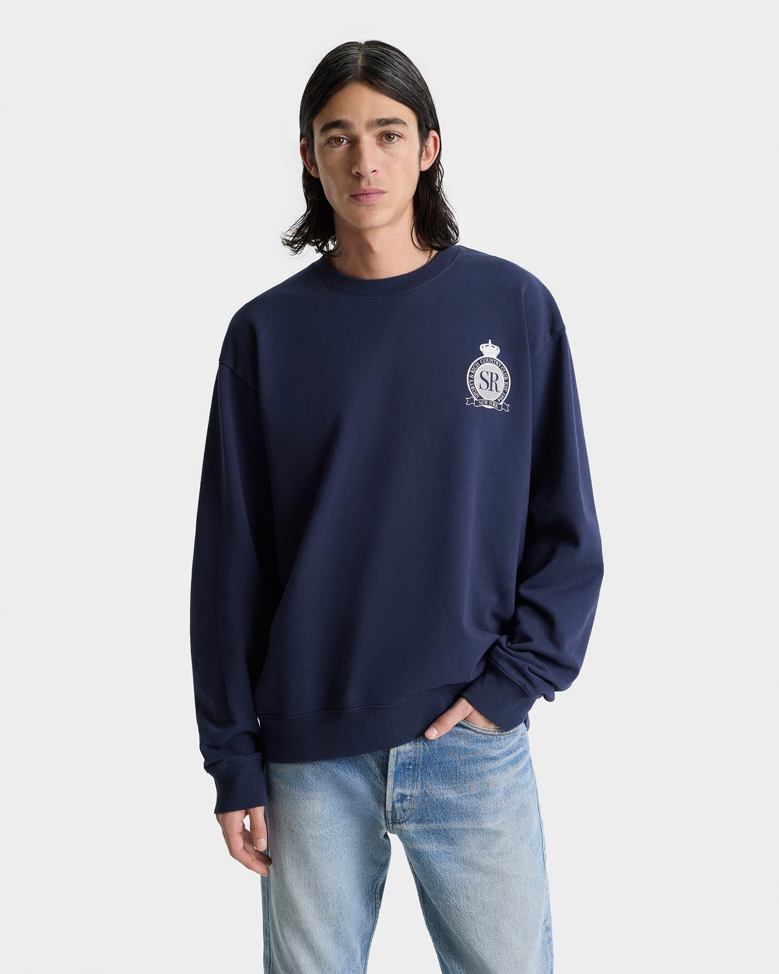 Royal Club Crewneck - Navy/White
