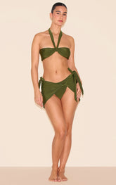 Khaki Knot Detail Mini Beach Skirt