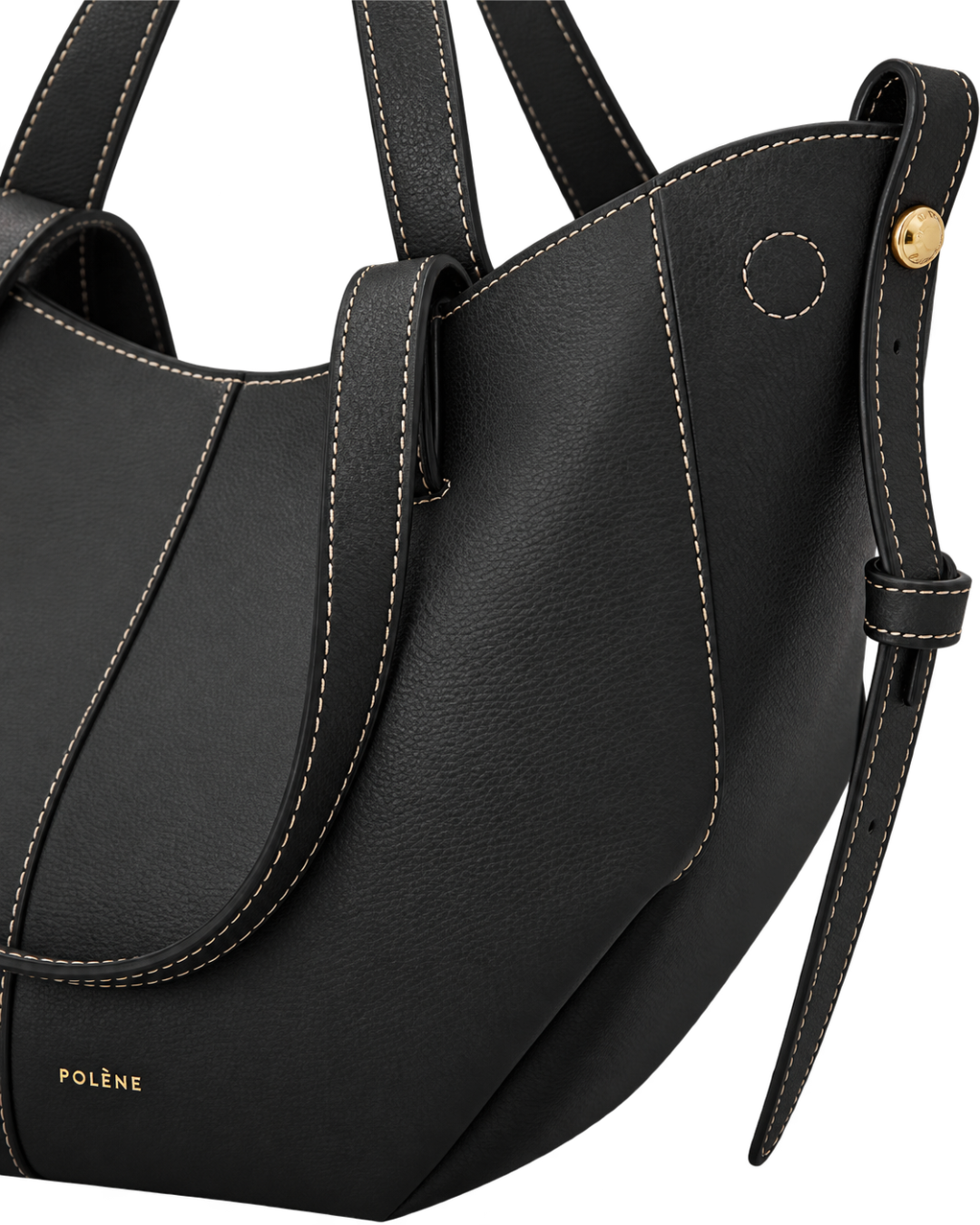 Cyme - Textured Black with Ecru Stitching