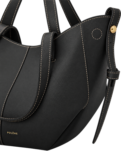Cyme - Textured Black with Ecru Stitching