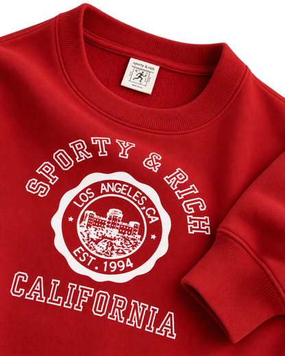 California Emblem Crewneck - Ruby/White
