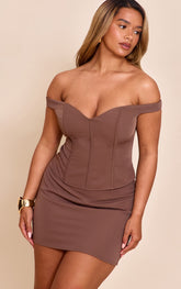 Shape Taupe Bardot Sweetheart Strctured Corset Top