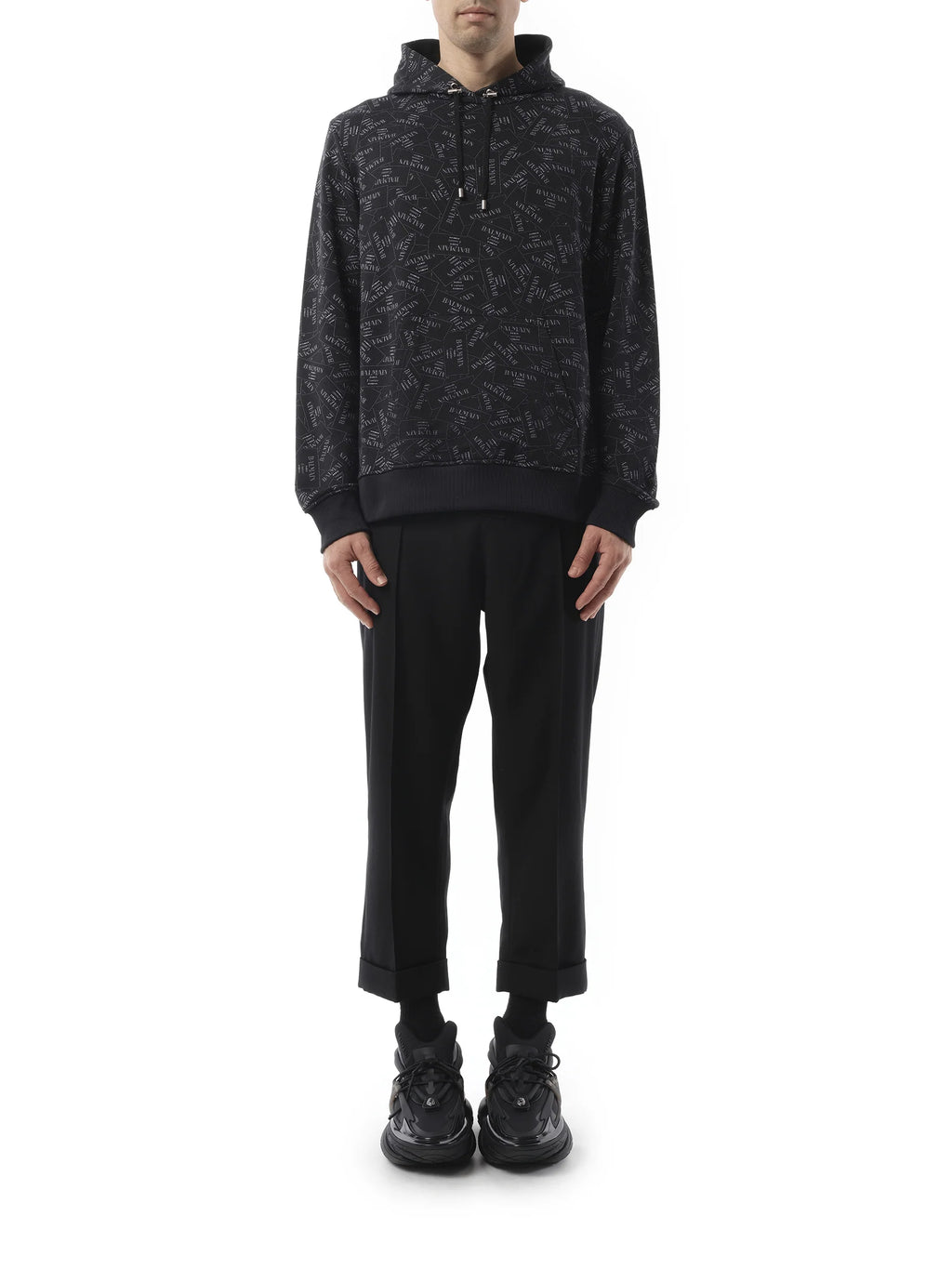 Allover Couture Label Hoodie in Black/White