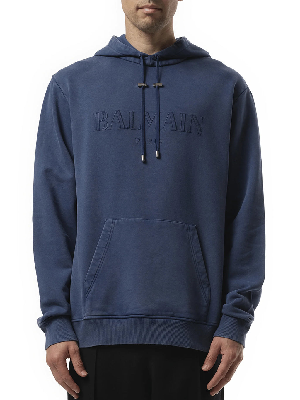 Balmain Vintage Emb Hoodie in Blue