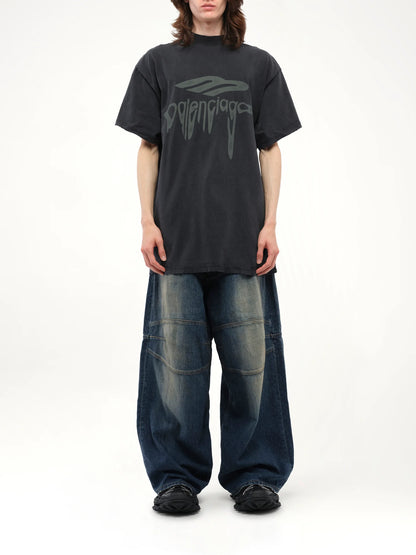 Liquified 3B Oversized T-Shirt in Washed Black