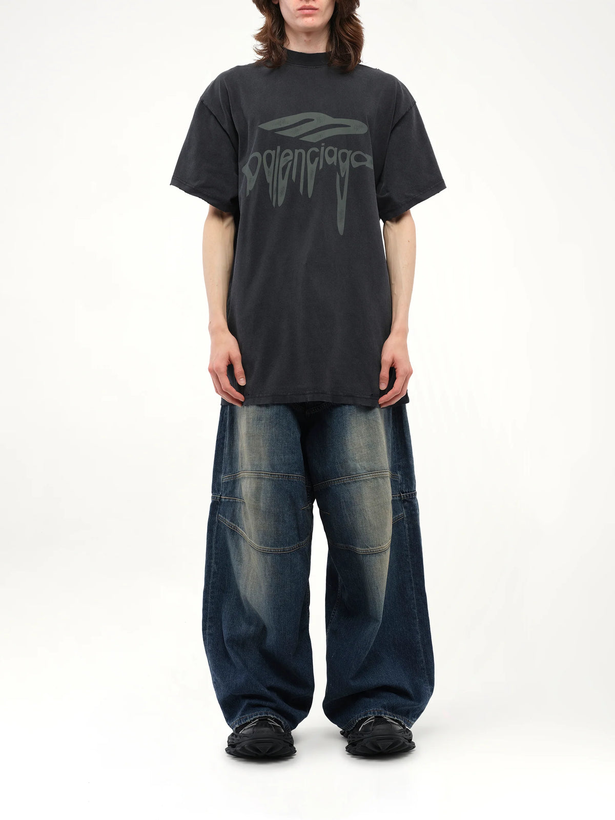 Liquified 3B Oversized T-Shirt in Washed Black