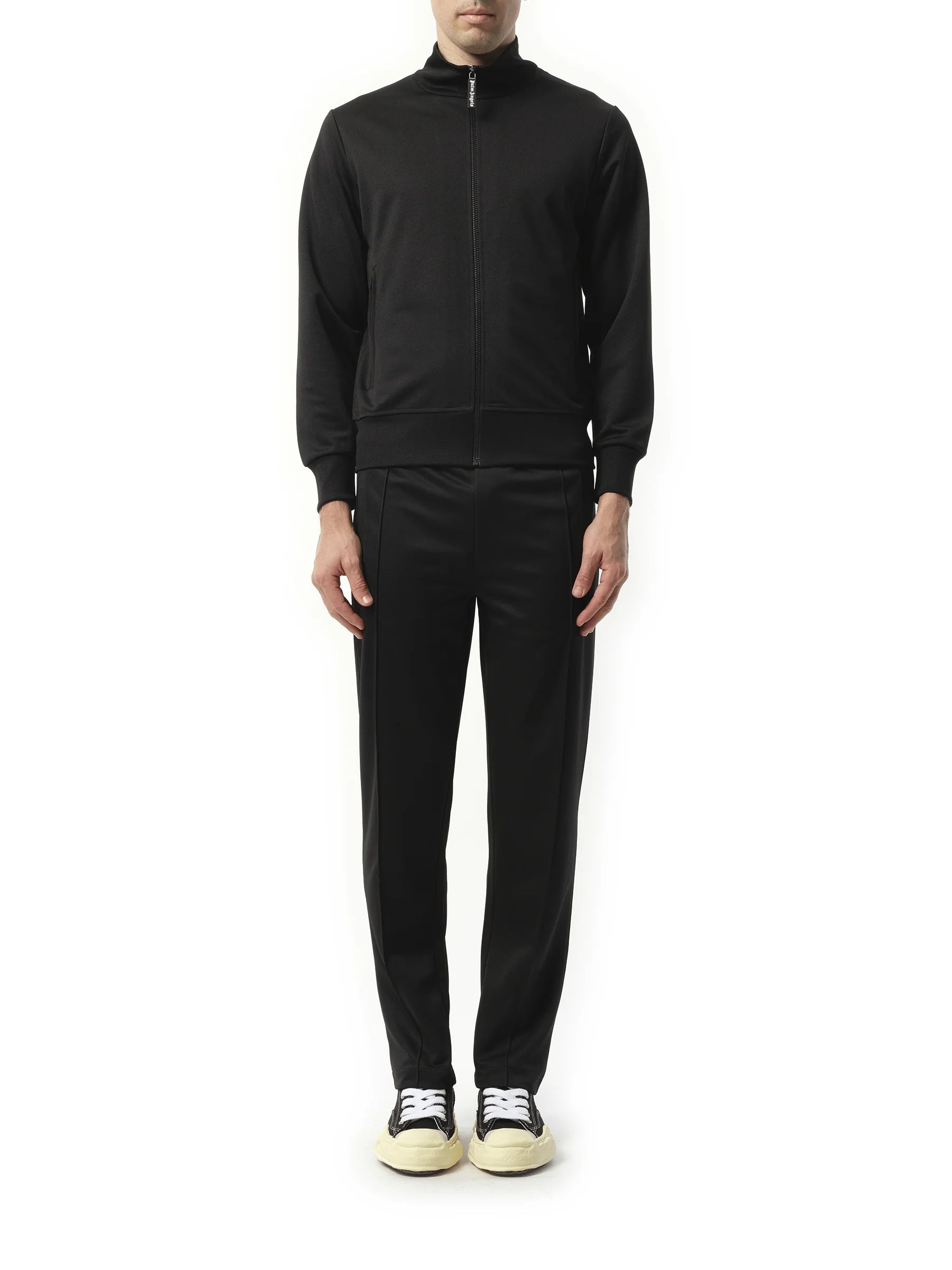 Back Curved Logo Track Jacket in Black/Off White