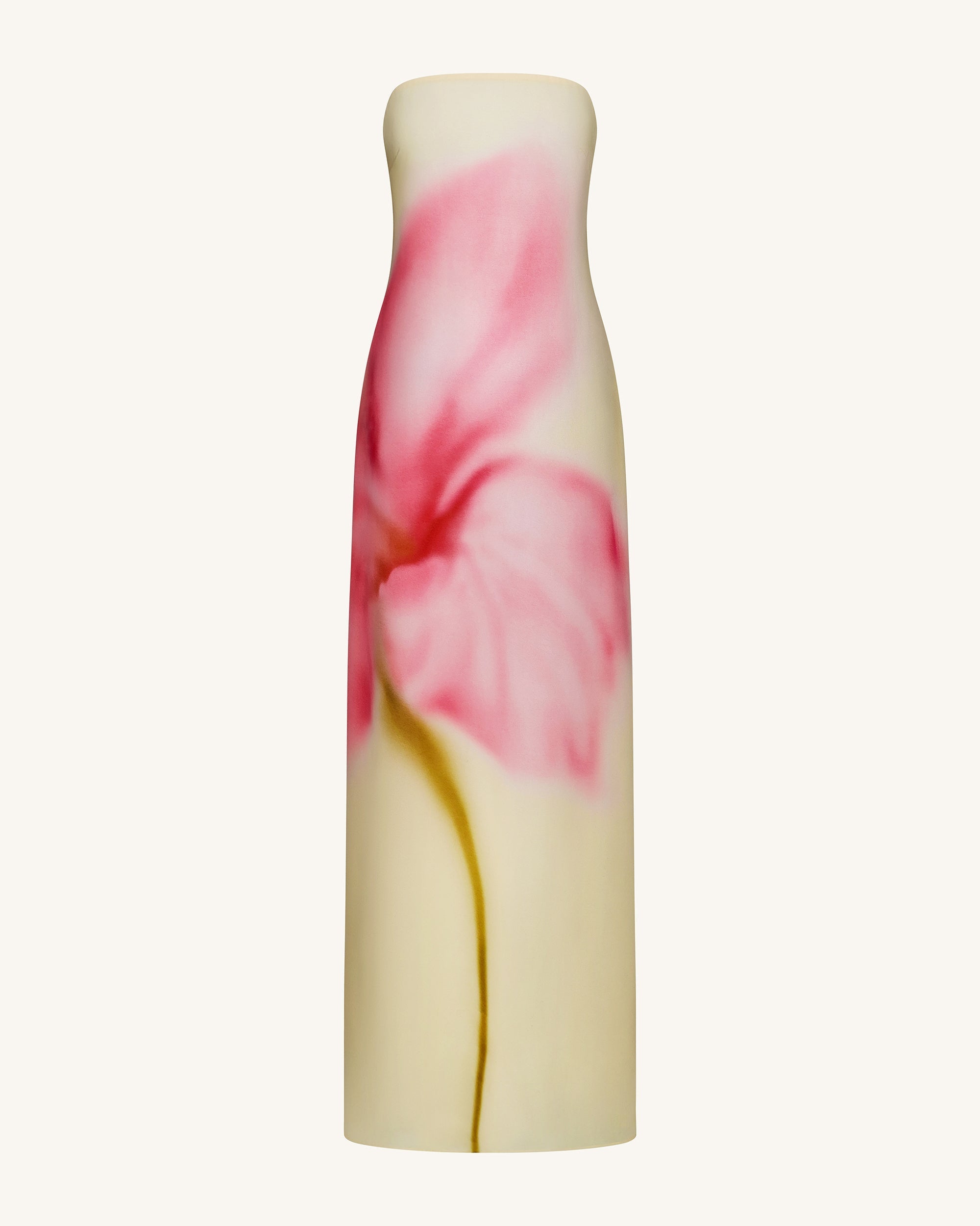 Watercolor Floral Print Strapless Maxi Dress - Blue