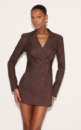 Dark Chocolate Asymmetric Tailored Blazer Dress