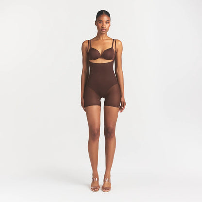 Skims Body Core Sculpt Back Smoothing Open Bust Mid Thigh Bodysuit