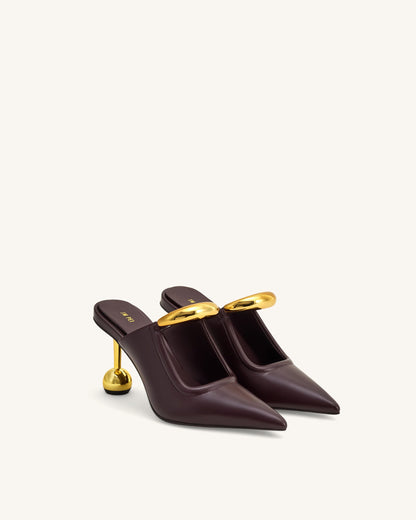 Sofia Metal Accent Sphere Heel Mules - Green