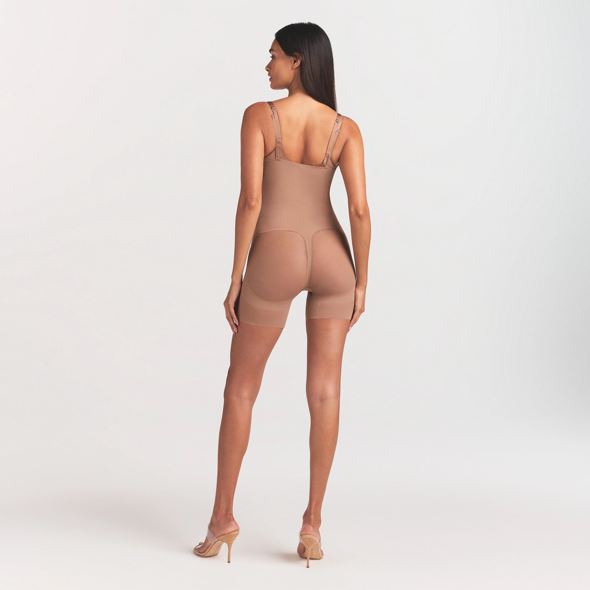 Skims Body Core Sculpt Back Smoothing Open Bust Mid Thigh Bodysuit