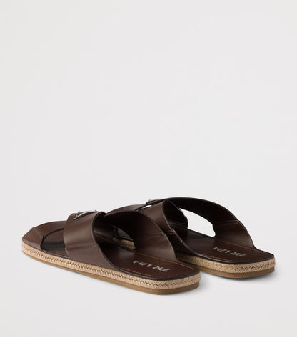 Prada Leather Crisscross Sandals