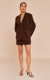Petite Chocolate Faux Suede Mini Skirt