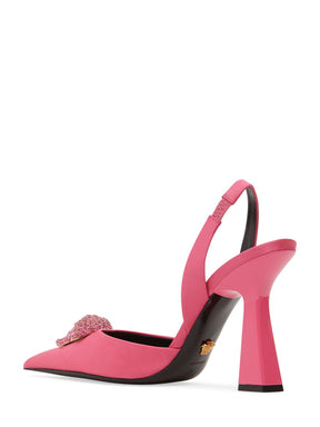 Versace 105mm Satin slingback pumps